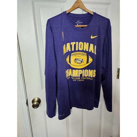 Nike LSU Tigers Football National Champions 2019 Long Sleeve Shirt Purple xl - Picture 4 of 5